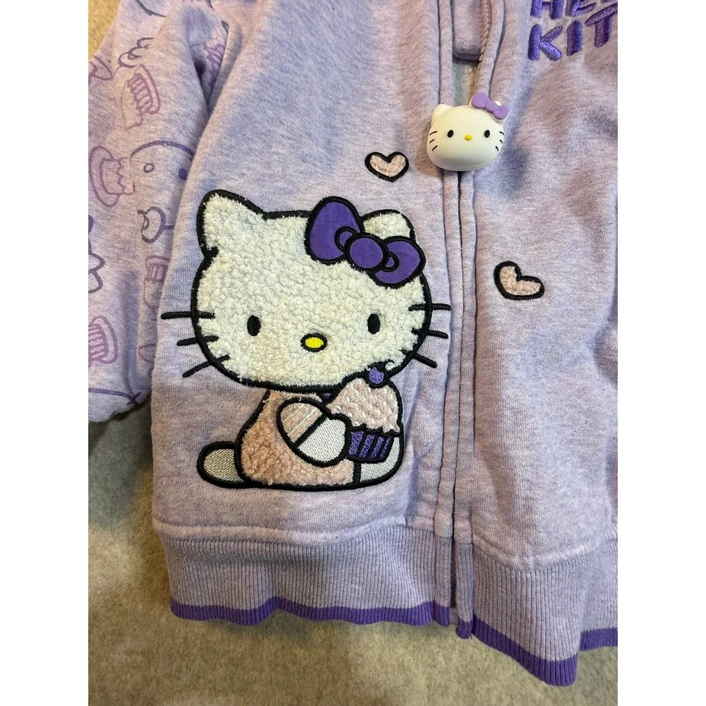 Hello Kitty Girls Lavender Zip Up‎ Hoodie Sweatshirt Size 4 Cupcake KY0001A